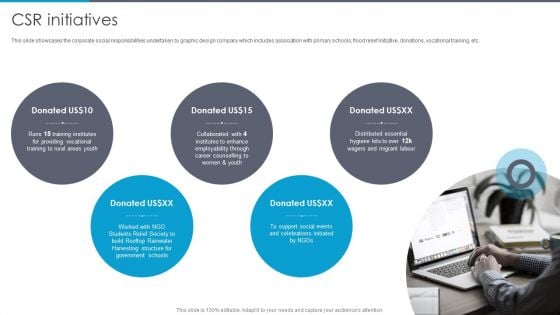Graphic Designing And Visual Arts Company Profile CSR Initiatives Topics PDF