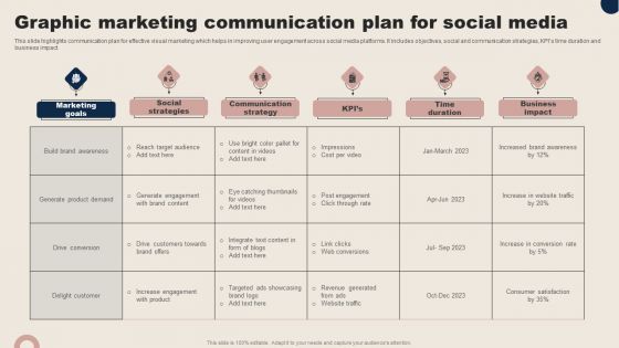 Graphic Marketing Communication Plan For Social Media Portrait PDF