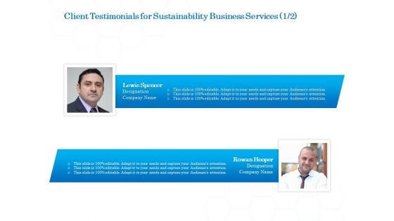 Green Business Client Testimonials For Sustainability Business Services Sample PDF