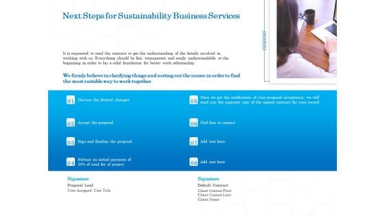 Green Business Next Steps For Sustainability Business Services Clipart PDF