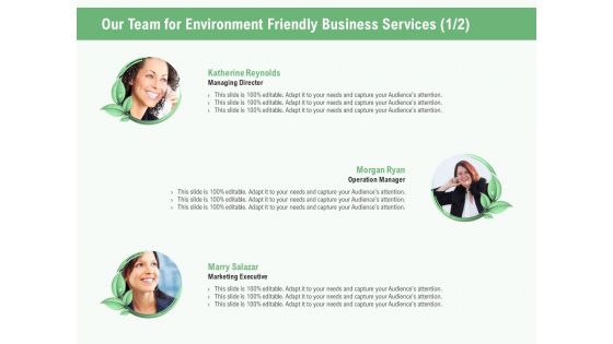 Green Business Our Team For Environment Friendly Business Services Ppt Styles Maker PDF Green Business Our Team For Environment Friendly Business Services Ppt Styles Maker PDF