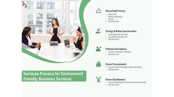 Green Business Services Process For Environment Friendly Business Services Ppt Ideas Smartart PDF