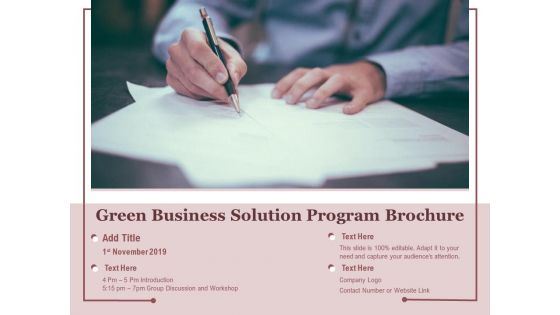 Green Business Solution Program Brochure Ppt PowerPoint Presentation File Graphics PDF