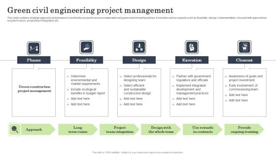 Green Civil Engineering Project Management Clipart PDF