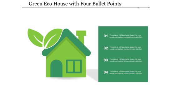 Green Eco House With Four Bullet Points Ppt Powerpoint Presentation Slide