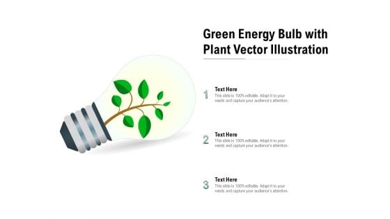 Green Energy Bulb With Plant Vector Illustration Ppt PowerPoint Presentation Icon Templates