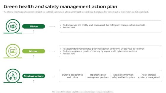 Green Health And Safety Management Action Plan Ppt PowerPoint Presentation Pictures Microsoft PDF