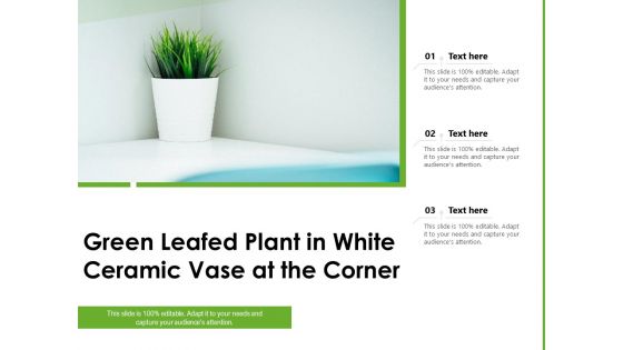 Green Leafed Plant In White Ceramic Vase At The Corner Ppt PowerPoint Presentation Icon Format Ideas PDF