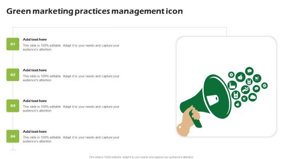 Green Marketing Practices Management Icon Ppt PowerPoint Presentation Icon Graphic Tips PDF