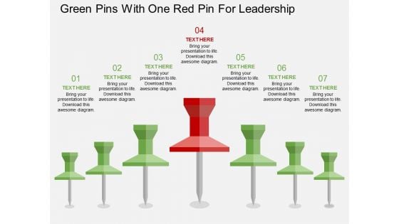 Green Pins With One Red Pin For Leadership Powerpoint Template Green Pins With One Red Pin For Leadership Powerpoint Template