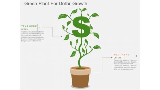 Green Plant For Dollar Growth Powerpoint Templates