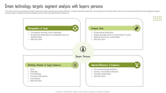 Green Technology Targets Segment Analysis With Buyers Persona Elements PDF