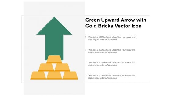 Green Upward Arrow With Gold Bricks Vector Icon Ppt PowerPoint Presentation Professional Files