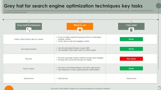 Grey Hat For Search Engine Optimization Techniques Key Tasks Elements PDF