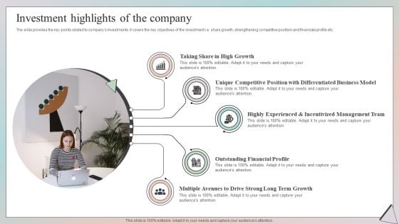 Grow Capital Through Equity Debt Investment Highlights Of The Company Infographics PDF