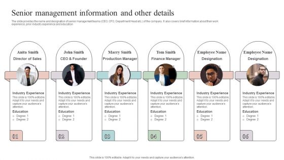 Grow Capital Through Equity Debt Senior Management Information And Other Details Professional PDF Grow Capital Through Equity Debt Senior Management Information And Other Details Professional PDF