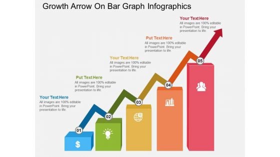 Growth Arrow On Bar Graph Infographics Powerpoint Template