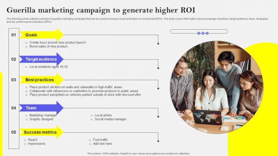 Guerilla Marketing Campaign To Generate Higher ROI Graphics PDF