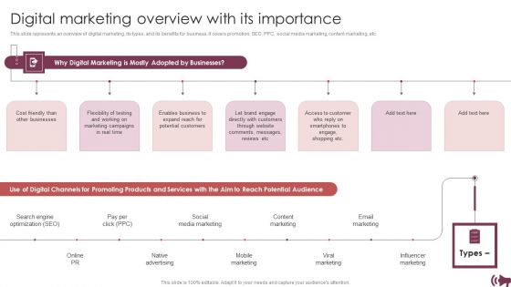 Guide Digital Advertising Optimize Lead Targeting Digital Marketing Overview With Its Importance Sample PDF