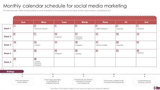 Guide Digital Advertising Optimize Lead Targeting Monthly Calendar Schedule For Social Media Marketing Designs PDF