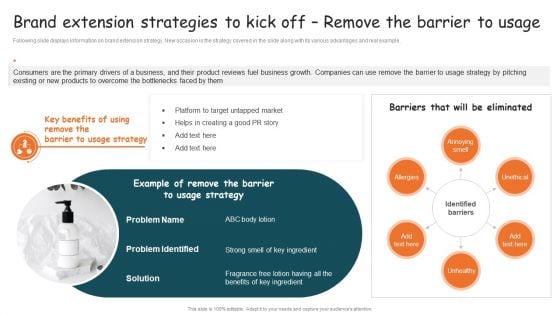 Guide For Brand Brand Extension Strategies To Kick Off Remove The Barrier Summary PDF