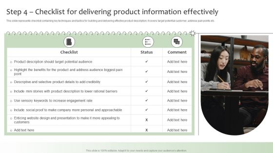 Guide For Global Marketing Step 4 Checklist For Delivering Product Information Effectively Demonstration PDF