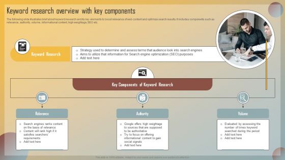 Guide For Marketing Analytics To Improve Decisions Keyword Research Overview With Key Components Guidelines PDF