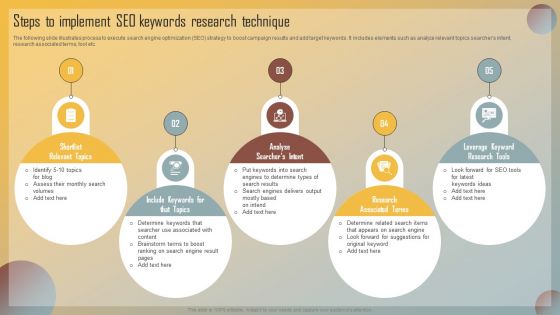 Guide For Marketing Analytics To Improve Decisions Steps To Implement SEO Keywords Research Technique Graphics PDF Guide For Marketing Analytics To Improve Decisions Steps To Implement SEO Keywords Research Technique Graphics PDF