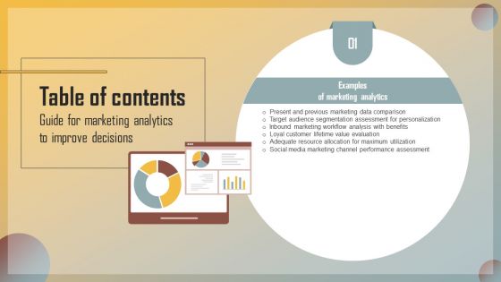 Guide For Marketing Analytics To Improve Decisions Table Of Contents Download PDF