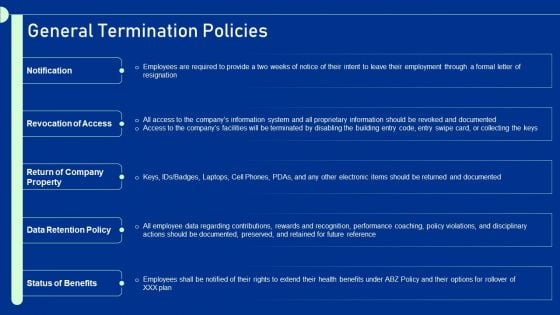 Guide For Staff Termination Policy General Termination Policies Slides PDF