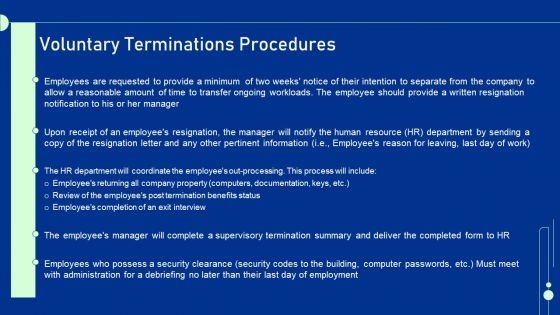 Guide For Staff Termination Policy Voluntary Terminations Procedures Clipart PDF