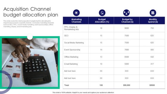 Guide To Business Customer Acquisition Acquisition Channel Budget Allocation Plan Download PDF