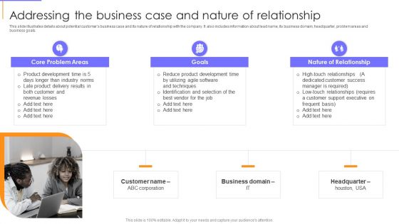 Guide To Client Success Addressing The Business Case And Nature Of Relationship Clipart PDF