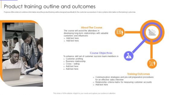 Guide To Client Success Product Training Outline And Outcomes Icons PDF