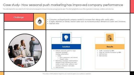 Guide To Create Advertising Campaign For Client Engagement Case Study How Seasonal Push Marketing Icons PDF