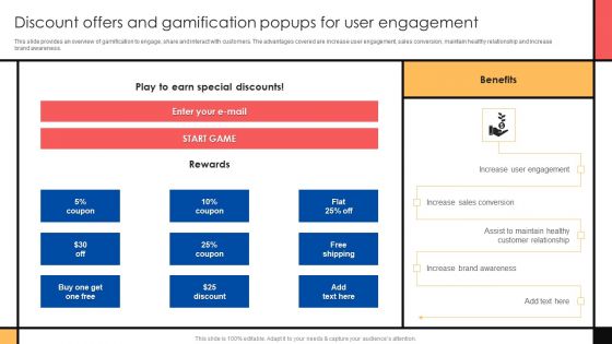 Guide To Create Advertising Campaign For Client Engagement Discount Offers And Gamification Popups Demonstration PDF