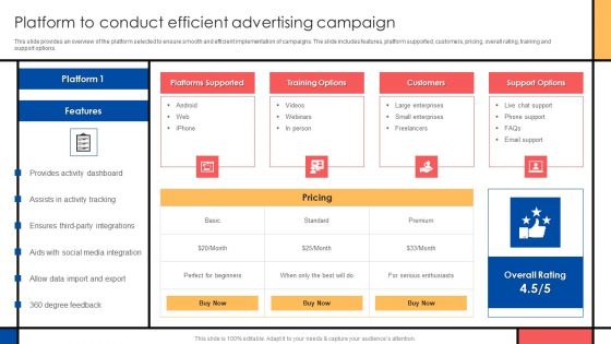 Guide To Create Advertising Campaign For Client Engagement Platform To Conduct Efficient Advertising Campaign Themes PDF