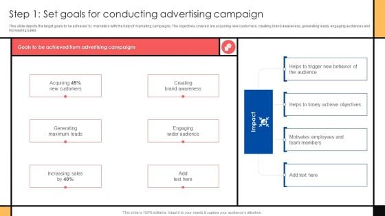 Guide To Create Advertising Campaign For Client Engagement Step 1 Set Goals For Conducting Microsoft PDF