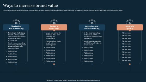 Guide To Develop And Estimate Brand Value Ways To Increase Brand Value Mockup PDF