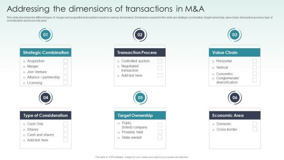 Guide To Mergers And Acquisitions Addressing The Dimensions Of Transactions In M And A Brochure PDF