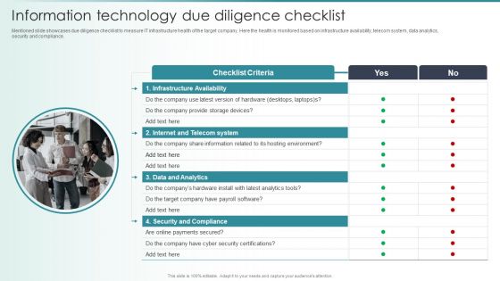 Guide To Mergers And Acquisitions Information Technology Due Diligence Checklist Template PDF