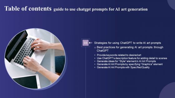 Guide To Use Chatgpt Prompts For AI Art Generation Table Of Contents Elements PDF