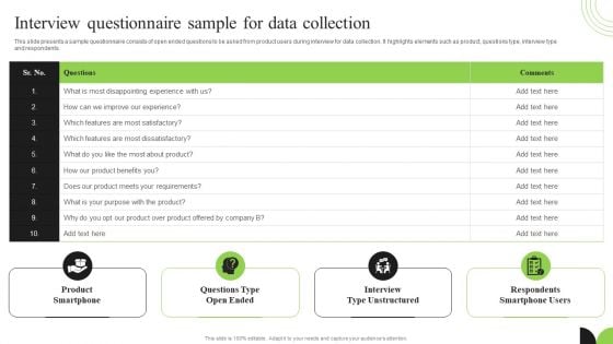 Guidebook For Executing Business Market Intelligence Interview Questionnaire Sample Themes PDF