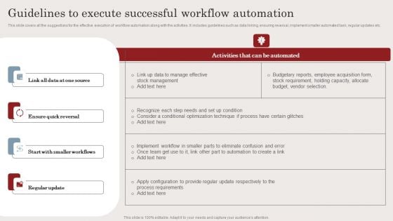 Guidelines To Execute Successful Workflow Automation Ppt Infographics Aids PDF