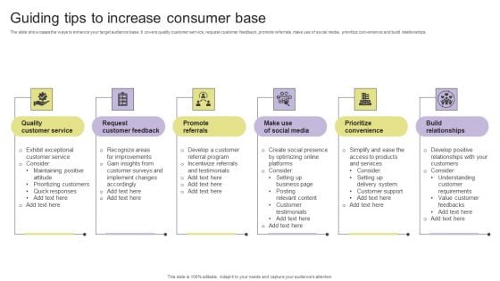 Guiding Tips To Increase Consumer Base Portrait PDF