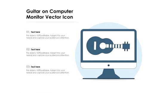 Guitar On Computer Monitor Vector Icon Ppt PowerPoint Presentation Portfolio Clipart Images PDF