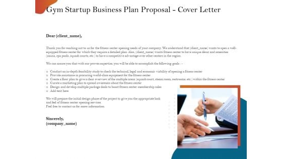 Gym And Fitness Center Business Plan Gym Startup Business Plan Proposal Cover Letter Structure PDF