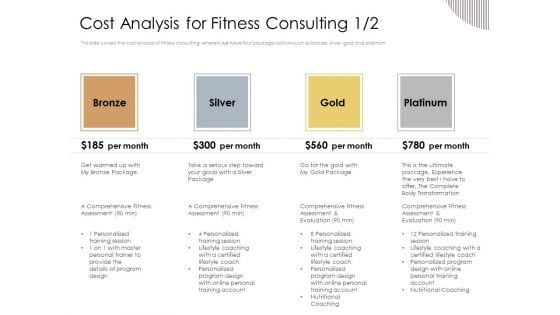 Gym Consultant Cost Analysis For Fitness Consulting Gold Mockup PDF