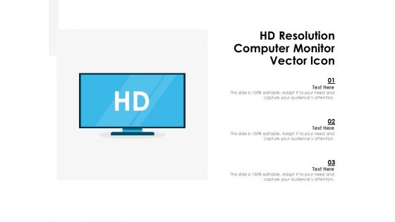 HD Resolution Computer Monitor Vector Icon Ppt PowerPoint Presentation Gallery Smartart PDF