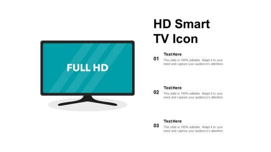 HD Smart TV Icon Ppt PowerPoint Presentation Visual Aids Icon PDF